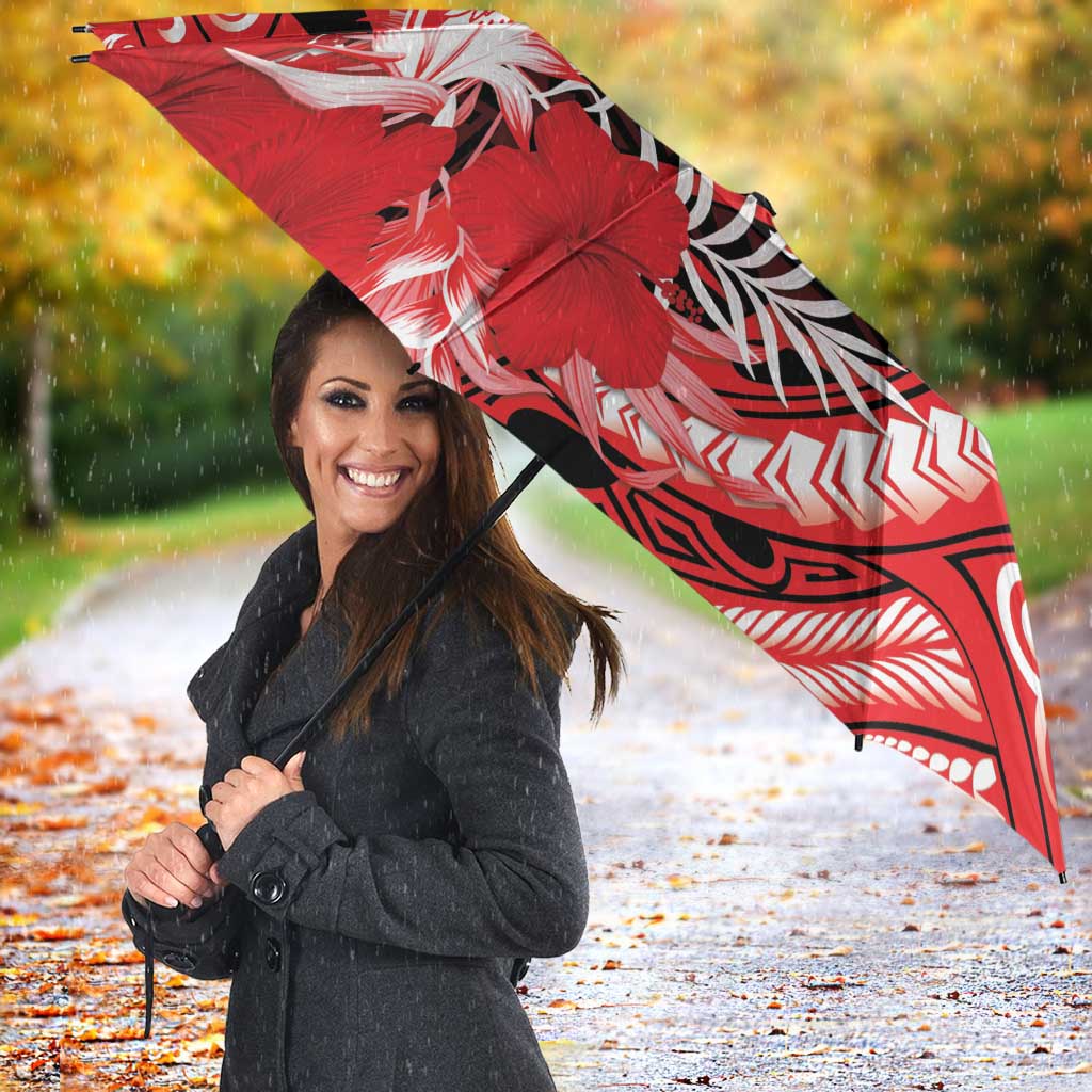 Hawaii Kalani High School Umbrella Tribal Tattoo With Hibiscus Flowers LT05 - Polynesian Pride