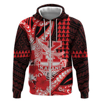 Personalised Hawaii Kalani High School Zip Hoodie Tribal Tattoo With Hibiscus Flowers LT05 Zip Hoodie Red - Polynesian Pride