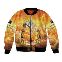 New Zealand And Australia ANZAC Day Bomber Jacket Sinai Palestine Campaign Lest We Forget LT05 Unisex Orange - Polynesian Pride