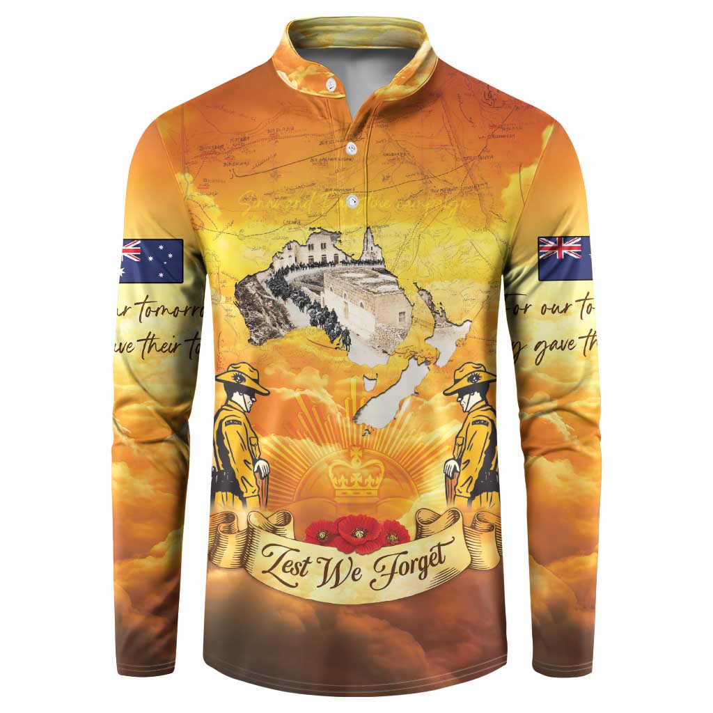 New Zealand And Australia ANZAC Day Button Sweatshirt Sinai Palestine Campaign Lest We Forget