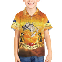 New Zealand And Australia ANZAC Day Family Matching Off Shoulder Maxi Dress and Hawaiian Shirt Sinai Palestine Campaign Lest We Forget LT05 Son's Shirt Orange - Polynesian Pride