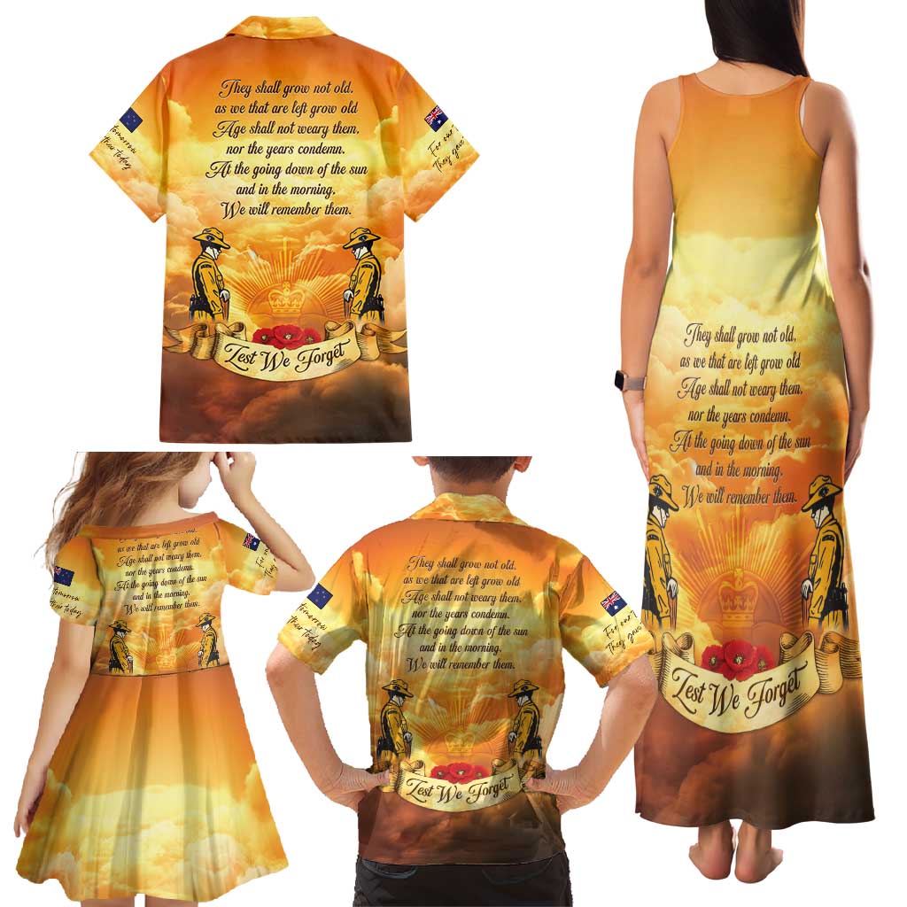 New Zealand And Australia ANZAC Day Family Matching Tank Maxi Dress and Hawaiian Shirt Sinai Palestine Campaign Lest We Forget