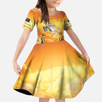 New Zealand And Australia ANZAC Day Kid Short Sleeve Dress Sinai Palestine Campaign Lest We Forget LT05 KID Orange - Polynesian Pride