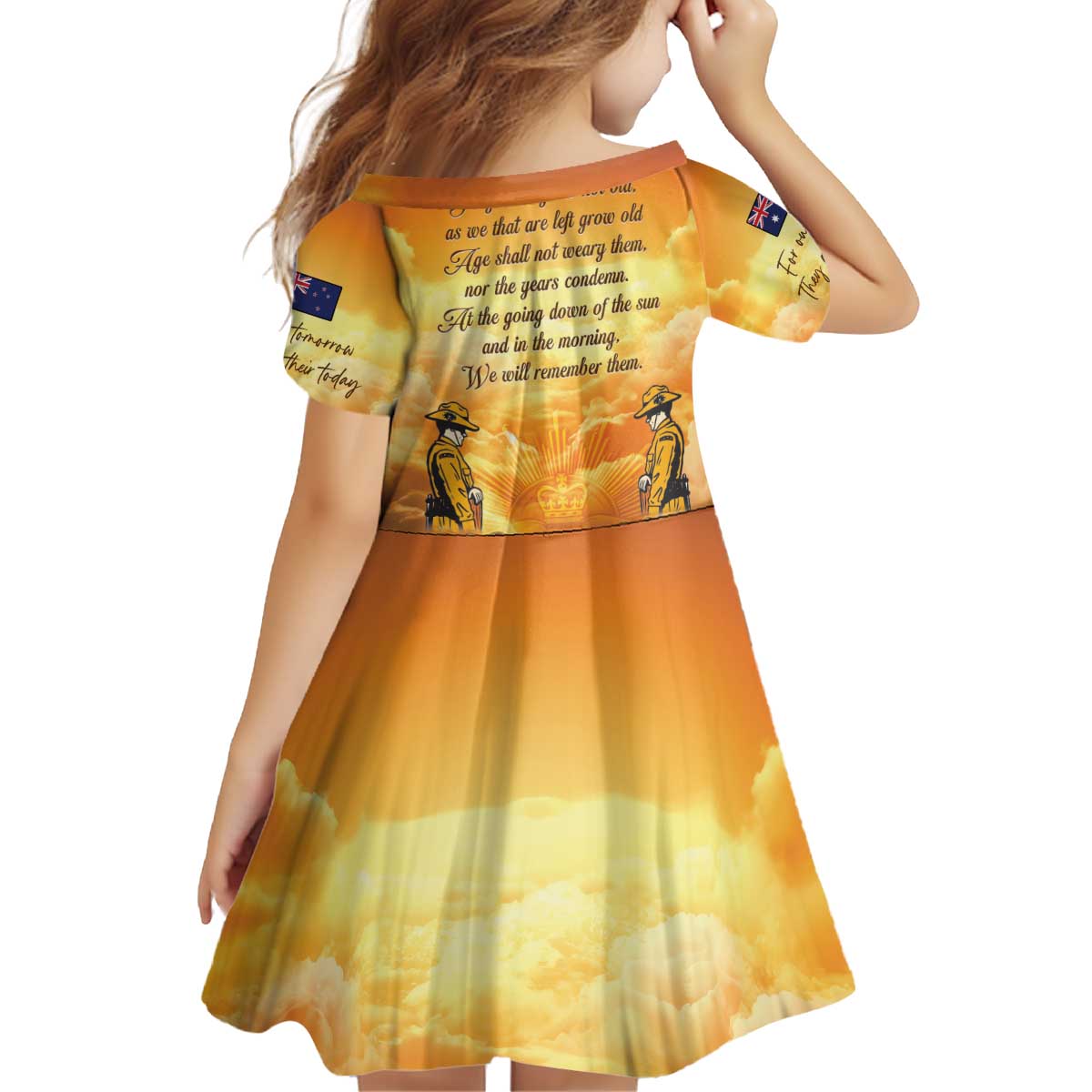 New Zealand And Australia ANZAC Day Kid Short Sleeve Dress Sinai Palestine Campaign Lest We Forget LT05 - Polynesian Pride