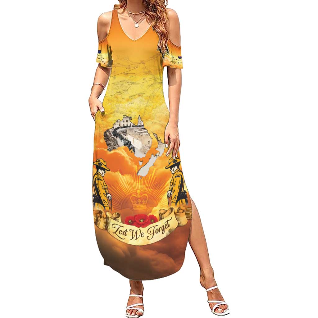 New Zealand And Australia ANZAC Day Summer Maxi Dress Sinai Palestine Campaign Lest We Forget LT05 Women Orange - Polynesian Pride