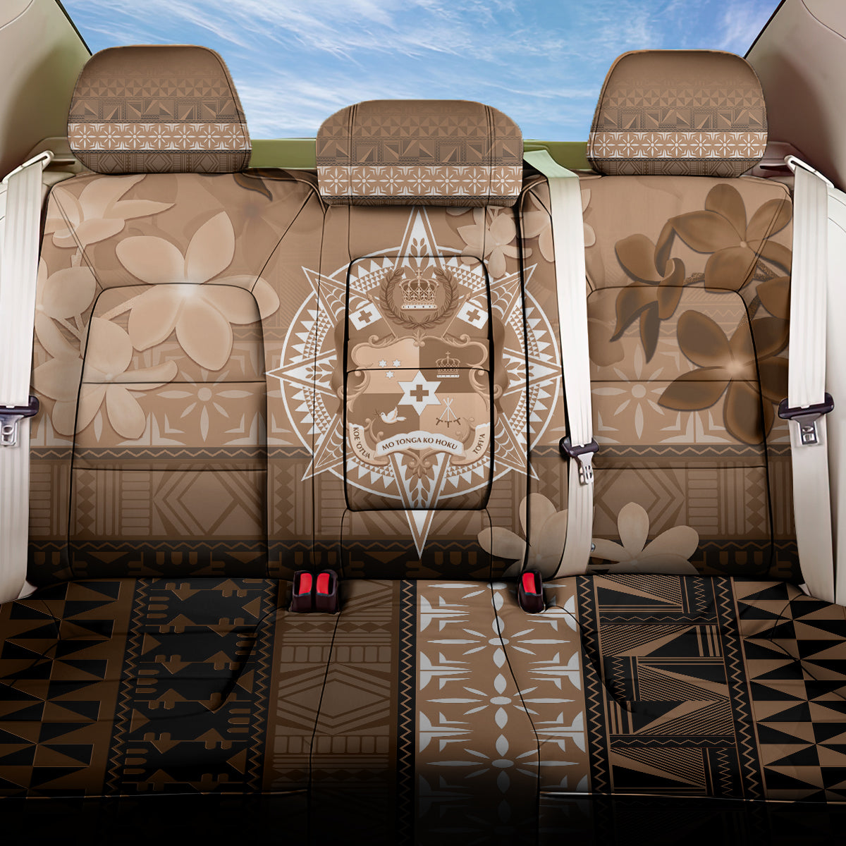Tonga Emancipation Day Back Car Seat Cover Tongan Kupesi Ngatu Pattern Vintage Style