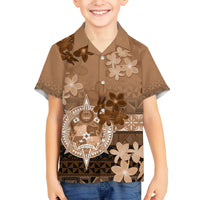Tonga Emancipation Day Family Matching Off Shoulder Maxi Dress and Hawaiian Shirt Tongan Kupesi Ngatu Pattern Vintage Style LT05 Son's Shirt Brown - Polynesian Pride