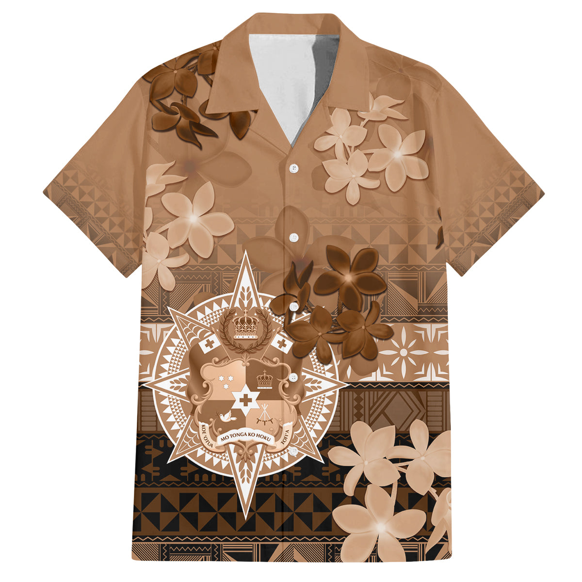 Tonga Emancipation Day Family Matching Puletasi and Hawaiian Shirt Tongan Kupesi Ngatu Pattern Vintage Style LT05 Dad's Shirt - Short Sleeve Brown - Polynesian Pride