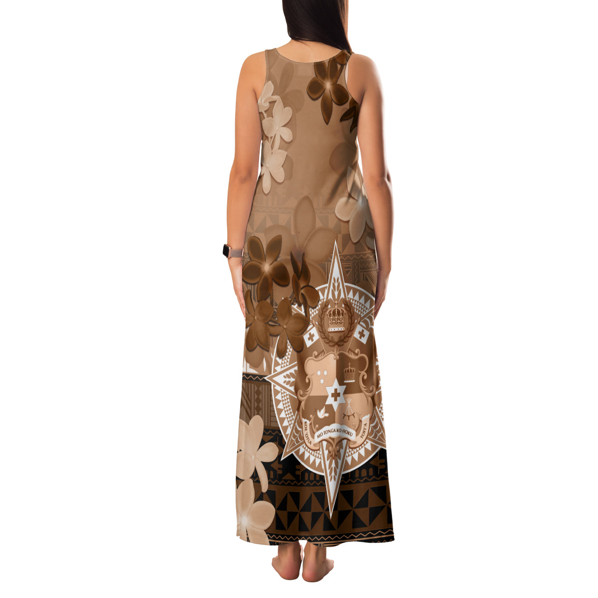 Tonga Emancipation Day Family Matching Tank Maxi Dress and Hawaiian Shirt Tongan Kupesi Ngatu Pattern Vintage Style