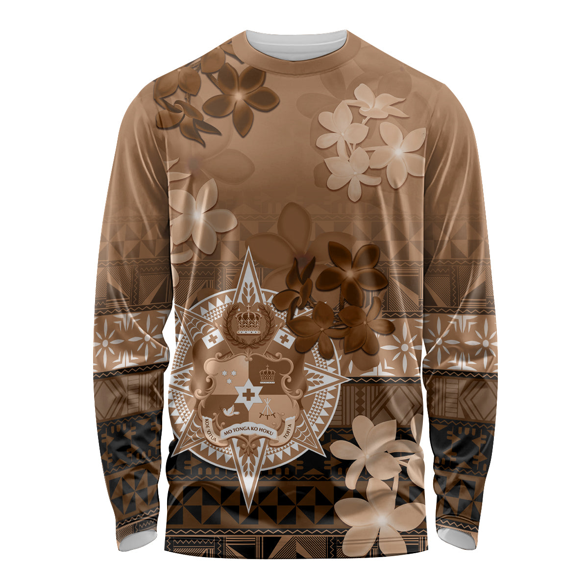 Tonga Emancipation Day Long Sleeve Shirt Tongan Kupesi Ngatu Pattern Vintage Style LT05 Unisex Brown - Polynesian Pride