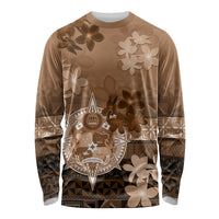 Tonga Emancipation Day Long Sleeve Shirt Tongan Kupesi Ngatu Pattern Vintage Style LT05 Unisex Brown - Polynesian Pride
