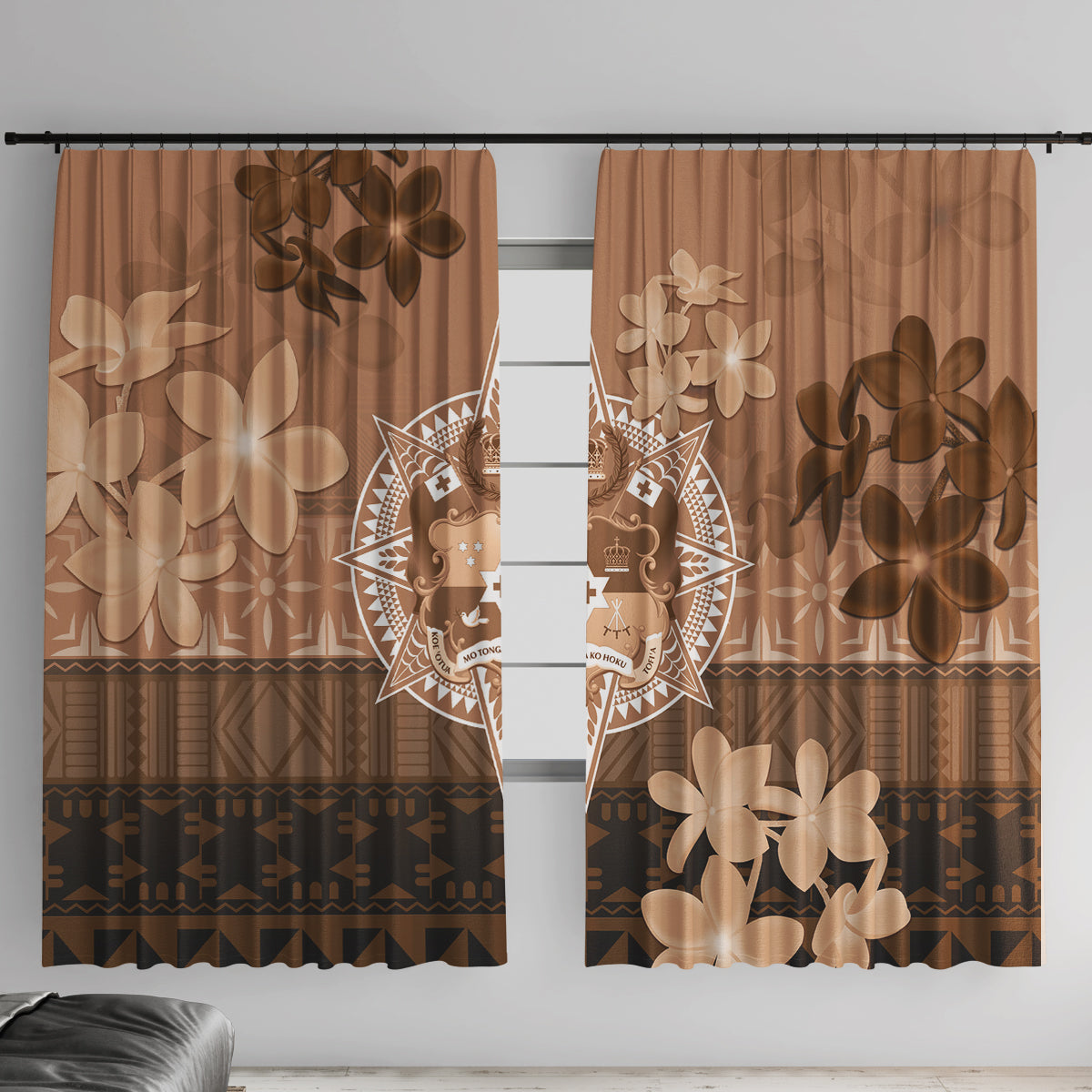 Tonga Emancipation Day Window Curtain Tongan Kupesi Ngatu Pattern Vintage Style
