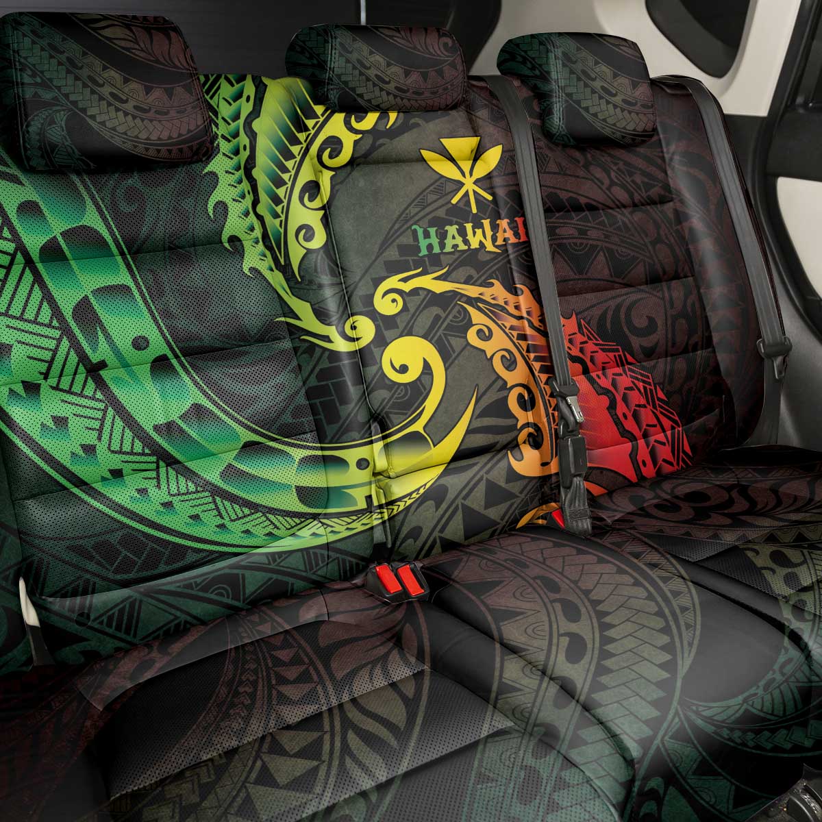 AAPI Heritage Month Back Car Seat Cover Kanaka Maoli Polynesian Tribal Wave LT05 - Polynesian Pride