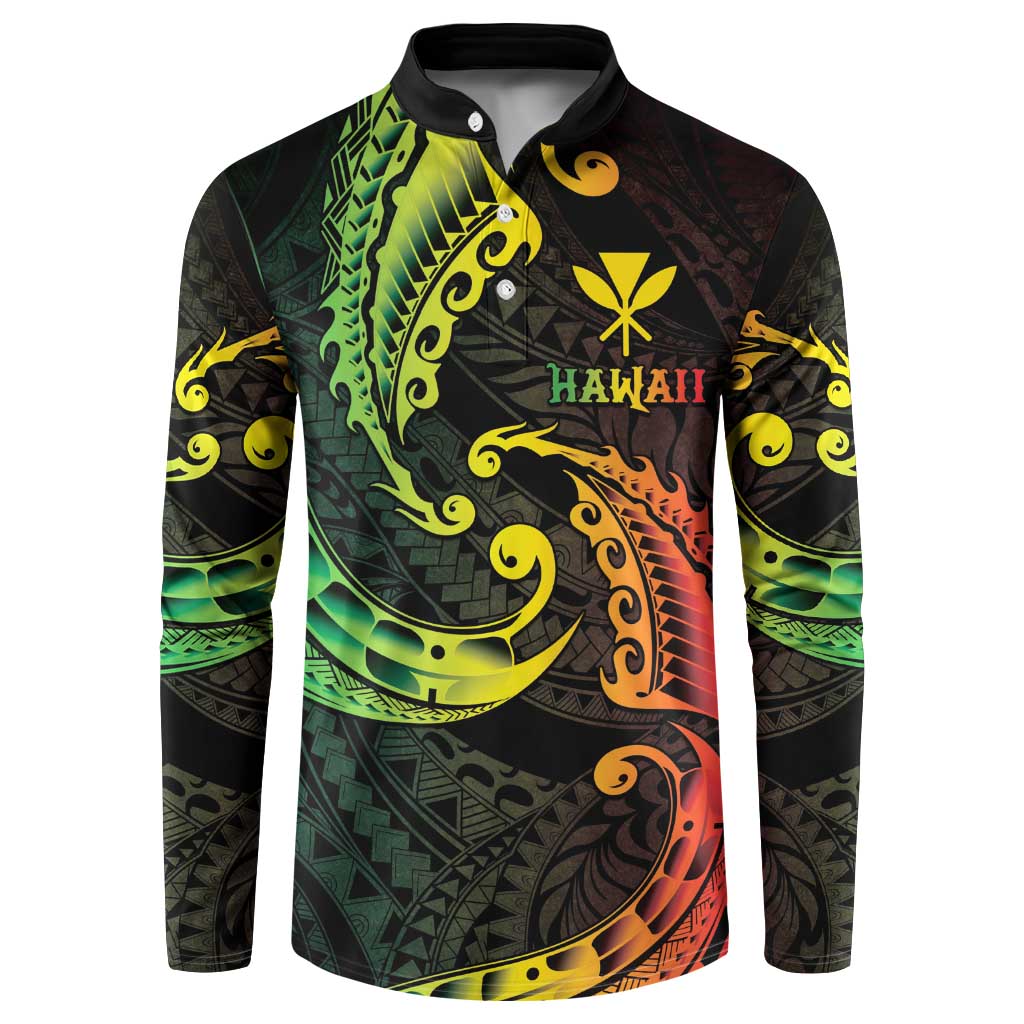 AAPI Heritage Month Button Sweatshirt Kanaka Maoli Polynesian Tribal Wave LT05 Reggae - Polynesian Pride