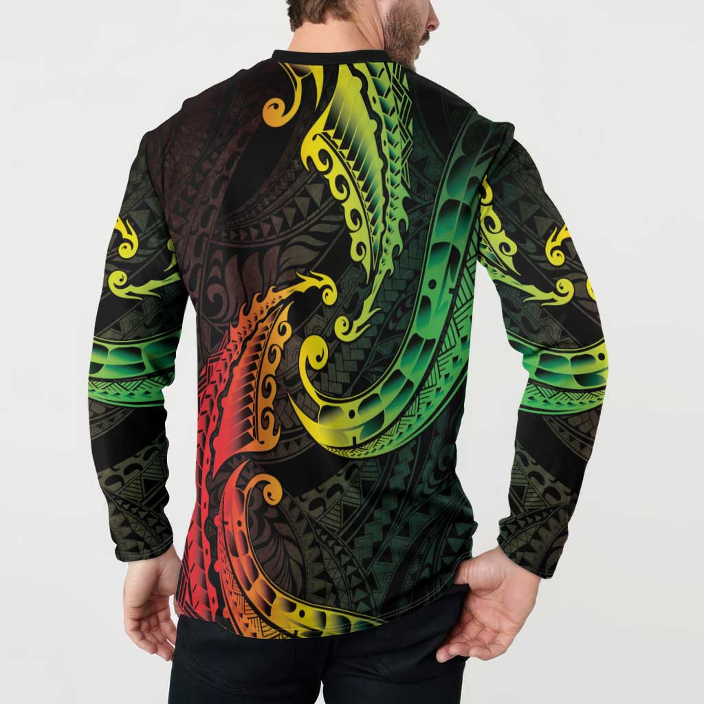 AAPI Heritage Month Button Sweatshirt Kanaka Maoli Polynesian Tribal Wave