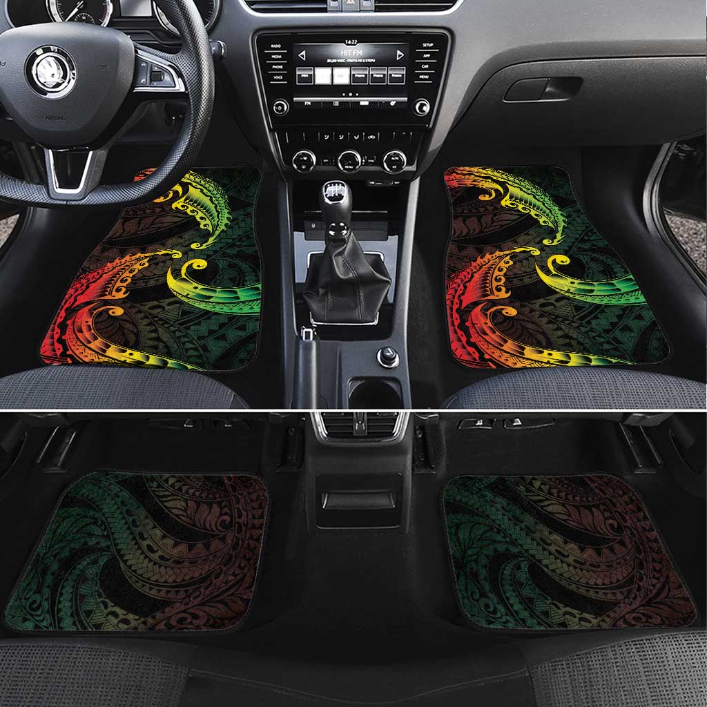 AAPI Heritage Month Car Mats Kanaka Maoli Polynesian Tribal Wave LT05 Set 4pcs Reggae - Polynesian Pride