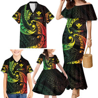 AAPI Heritage Month Family Matching Mermaid Dress and Hawaiian Shirt Kanaka Maoli Polynesian Tribal Wave