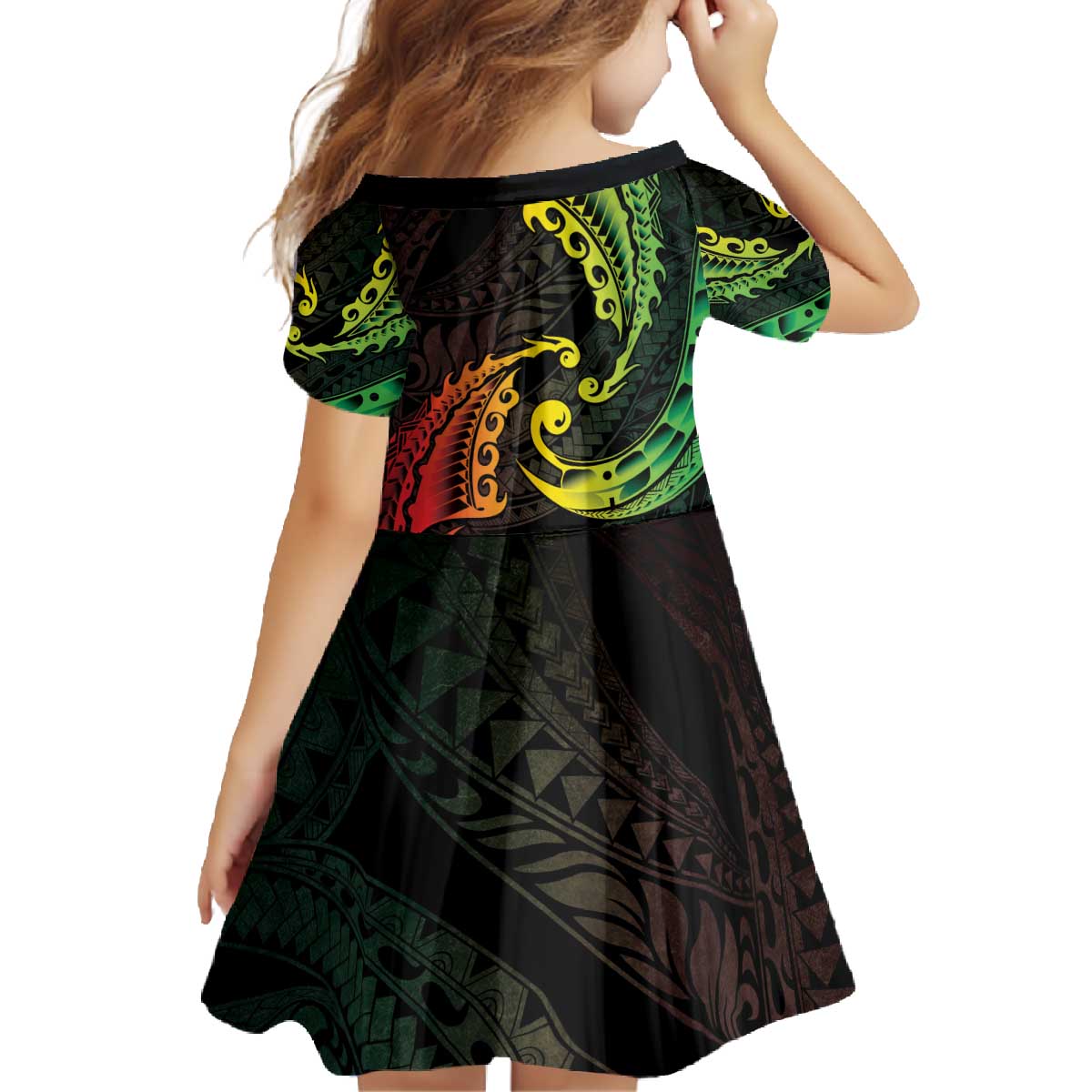 AAPI Heritage Month Family Matching Off The Shoulder Long Sleeve Dress and Hawaiian Shirt Kanaka Maoli Polynesian Tribal Wave