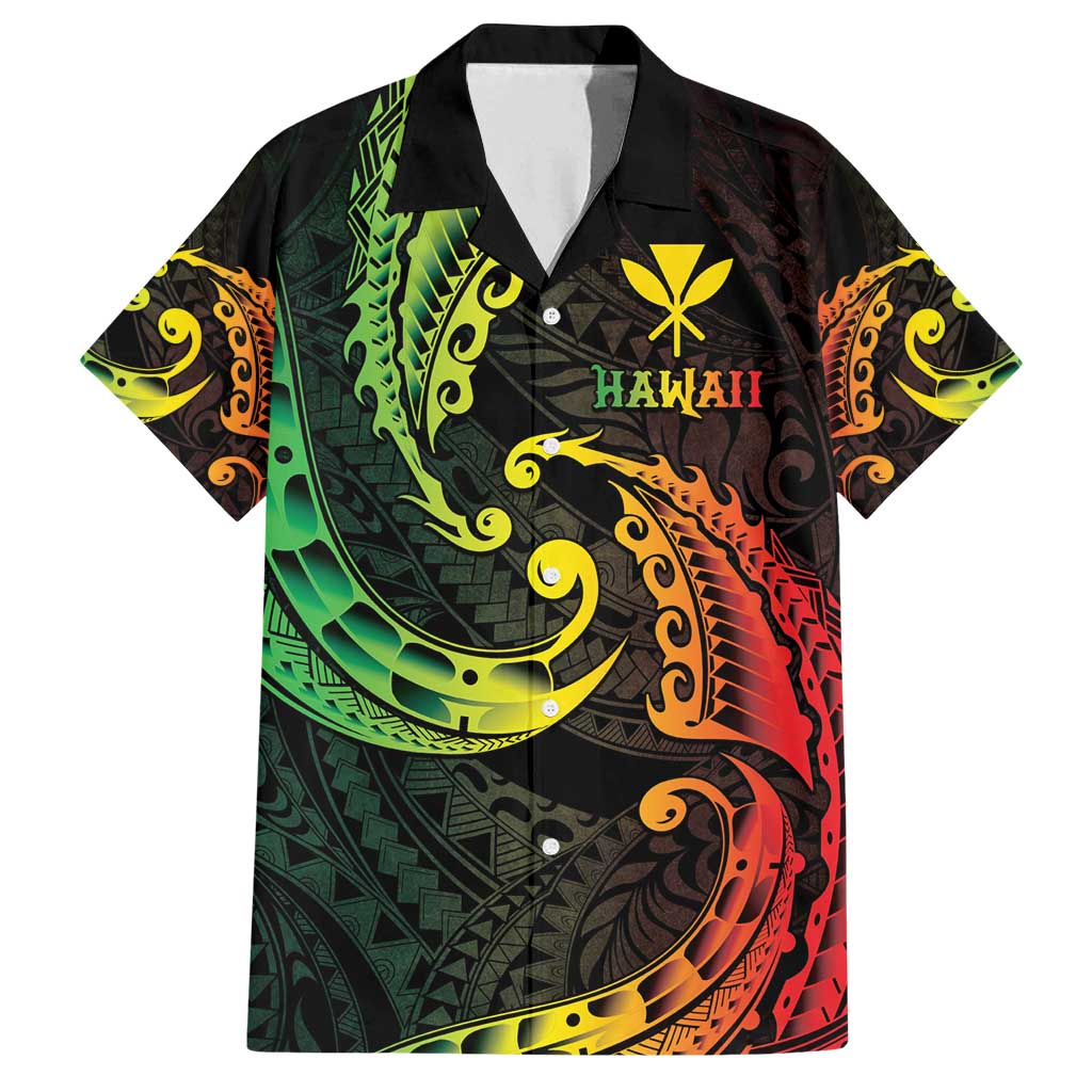 AAPI Heritage Month Family Matching Summer Maxi Dress and Hawaiian Shirt Kanaka Maoli Polynesian Tribal Wave LT05 Dad's Shirt - Short Sleeve Reggae - Polynesian Pride