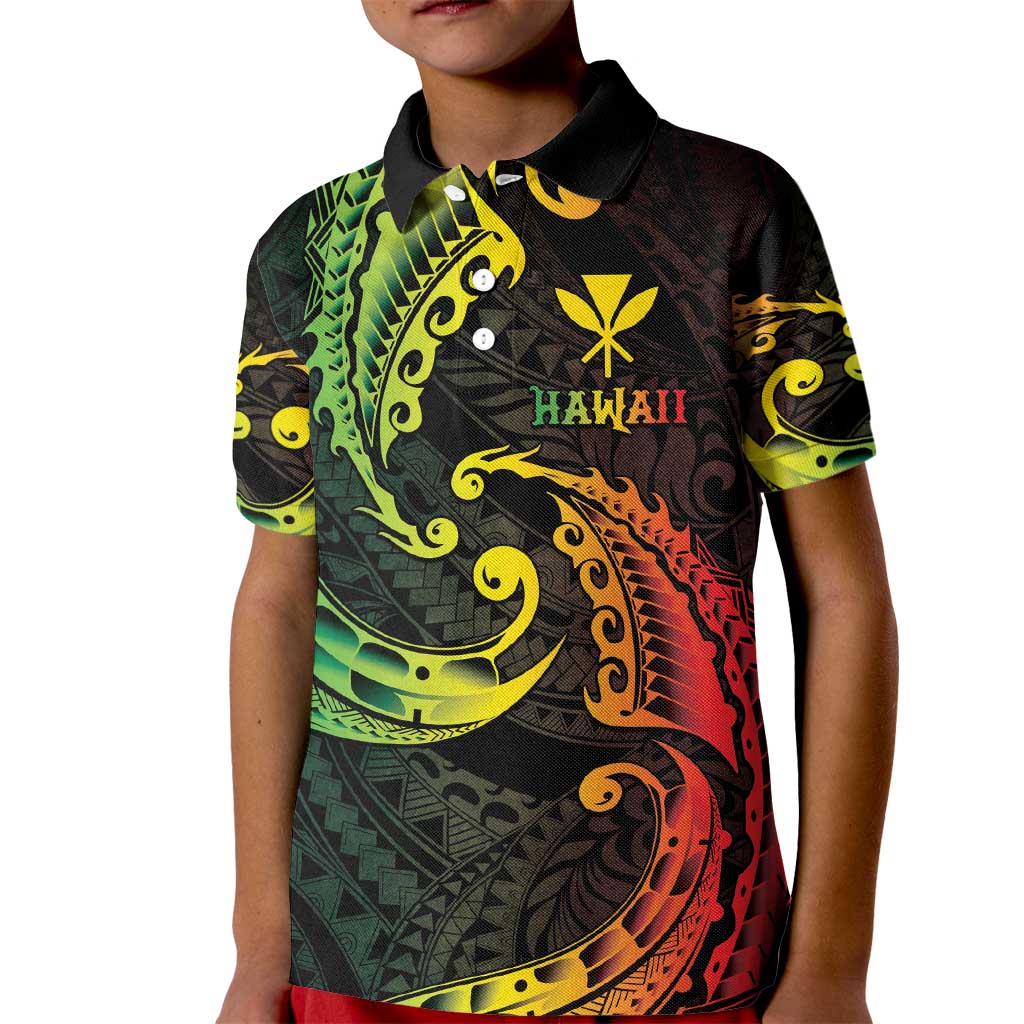 AAPI Heritage Month Kid Polo Shirt Kanaka Maoli Polynesian Tribal Wave LT05 Kid Reggae - Polynesian Pride