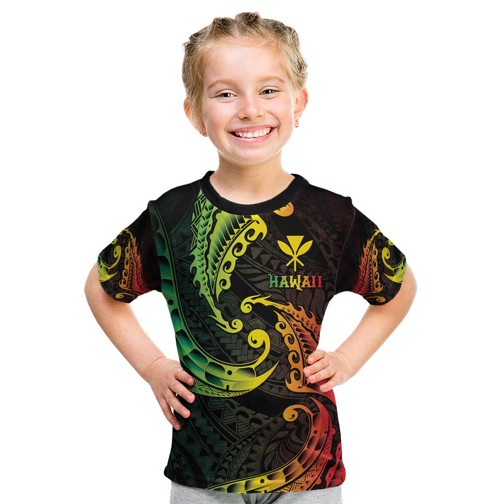 AAPI Heritage Month Kid T Shirt Kanaka Maoli Polynesian Tribal Wave LT05 Reggae - Polynesian Pride