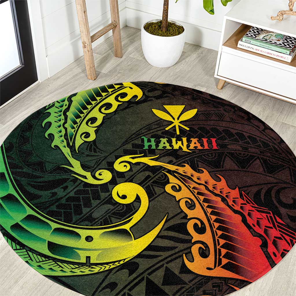AAPI Heritage Month Round Carpet Kanaka Maoli Polynesian Tribal Wave LT05 Reggae - Polynesian Pride