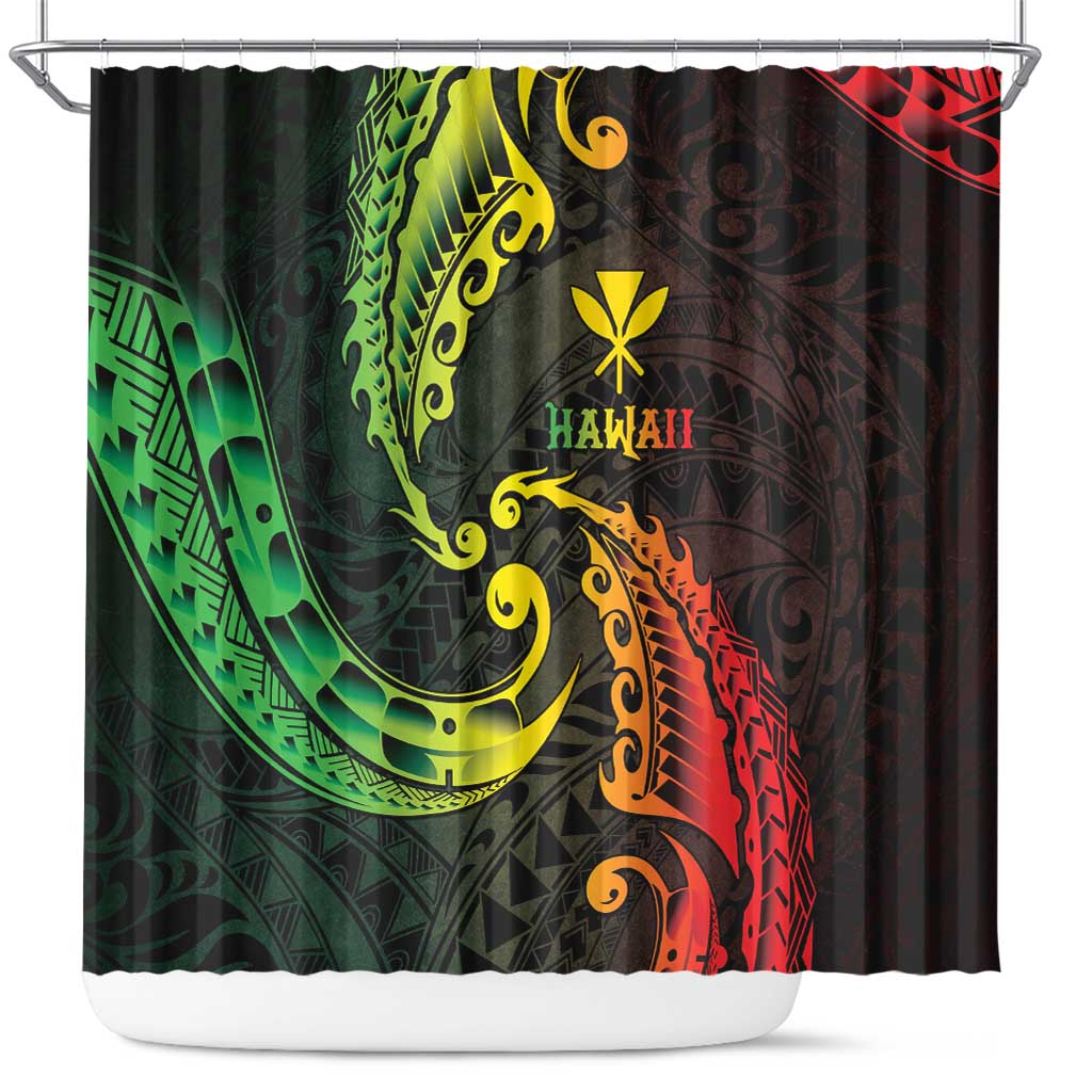 AAPI Heritage Month Shower Curtain Kanaka Maoli Polynesian Tribal Wave LT05 Reggae - Polynesian Pride
