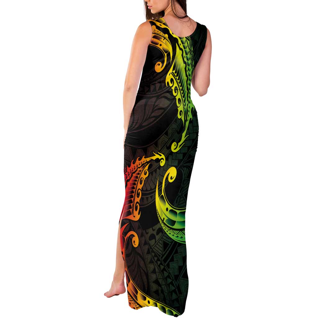AAPI Heritage Month Tank Maxi Dress Kanaka Maoli Polynesian Tribal Wave