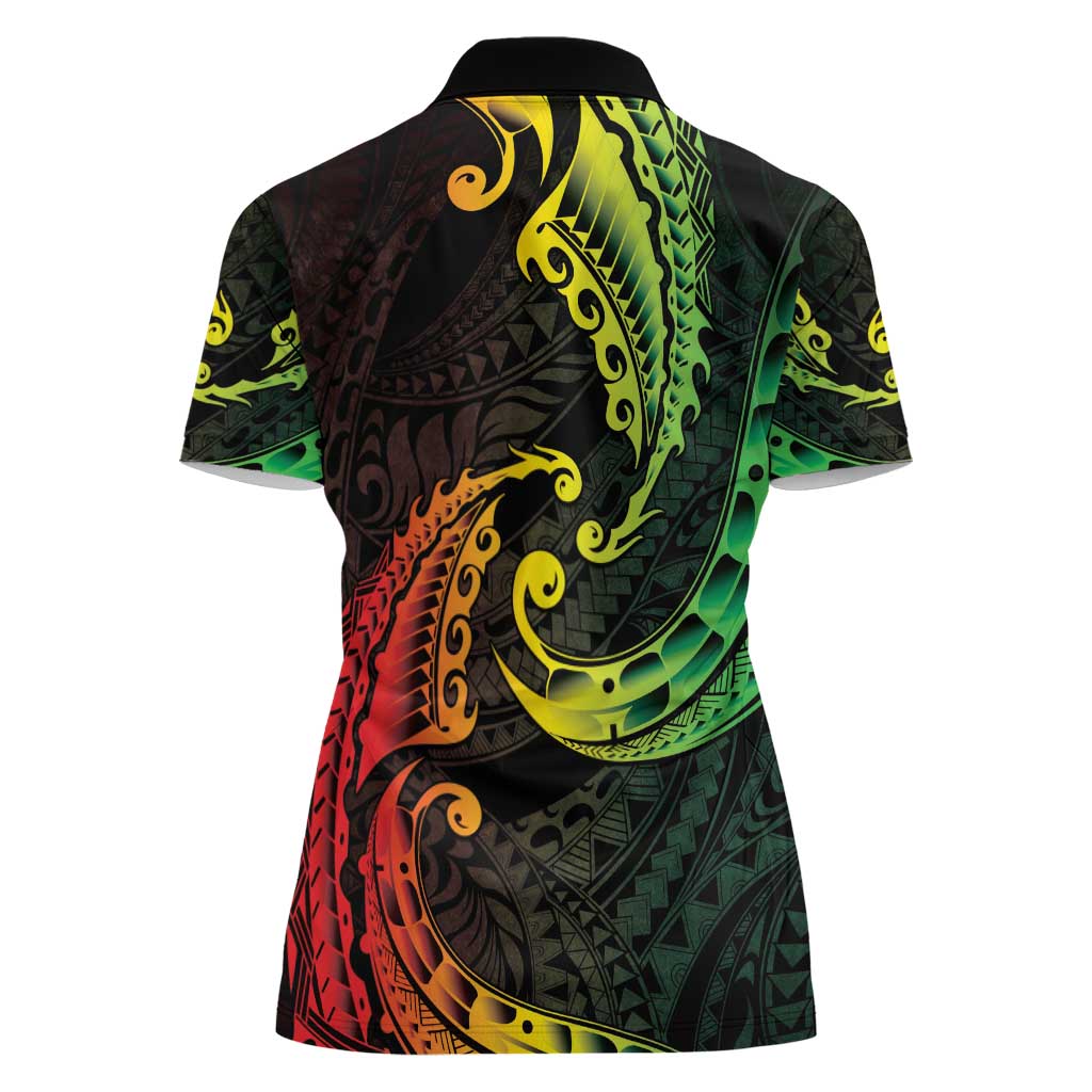 AAPI Heritage Month Women Polo Shirt Kanaka Maoli Polynesian Tribal Wave