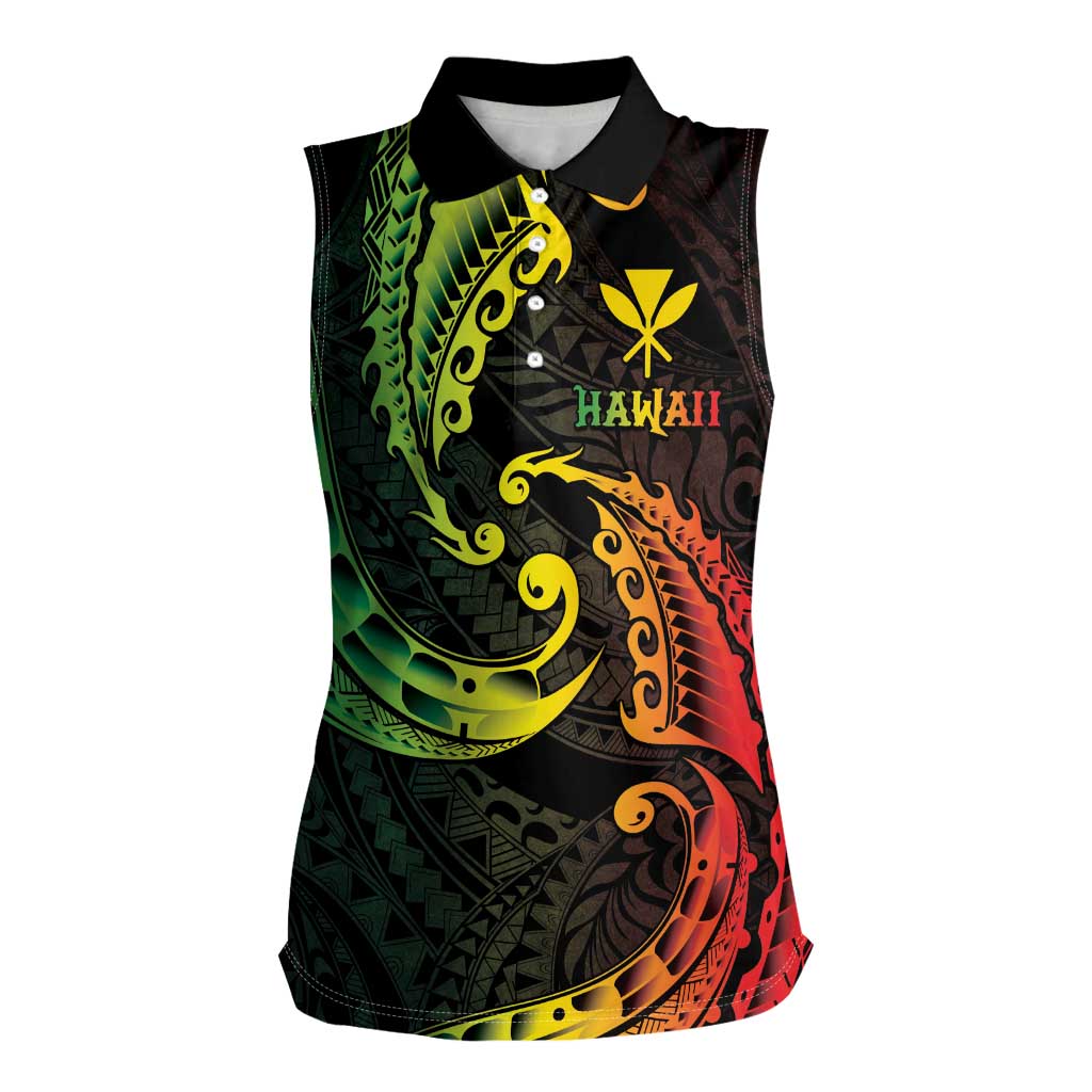 AAPI Heritage Month Women Sleeveless Polo Shirt Kanaka Maoli Polynesian Tribal Wave LT05 Female Reggae - Polynesian Pride