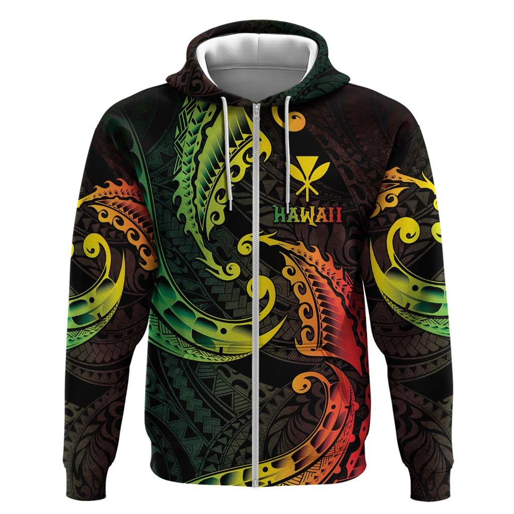 AAPI Heritage Month Zip Hoodie Kanaka Maoli Polynesian Tribal Wave LT05 Zip Hoodie Reggae - Polynesian Pride