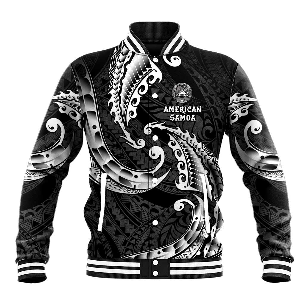 AAPI Heritage Month Baseball Jacket American Samoa Polynesian Tribal Wave LT05 Unisex Black - Polynesian Pride