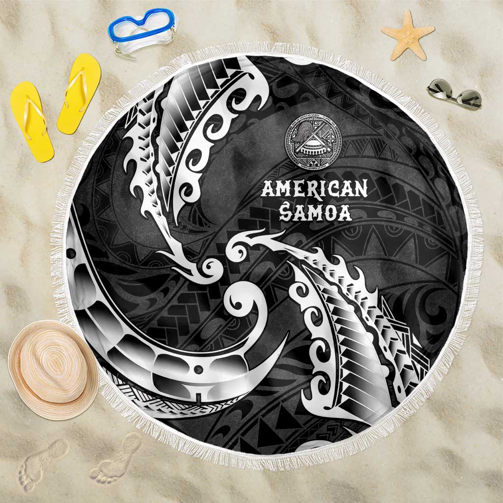 AAPI Heritage Month Beach Blanket American Samoa Polynesian Tribal Wave LT05 One Size 150cm Black - Polynesian Pride