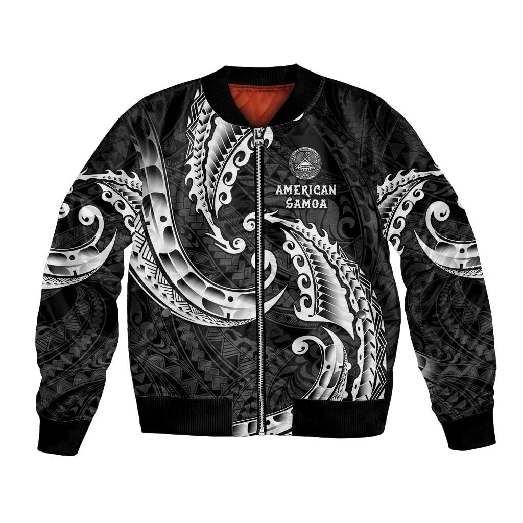 AAPI Heritage Month Bomber Jacket American Samoa Polynesian Tribal Wave LT05 Unisex Black - Polynesian Pride