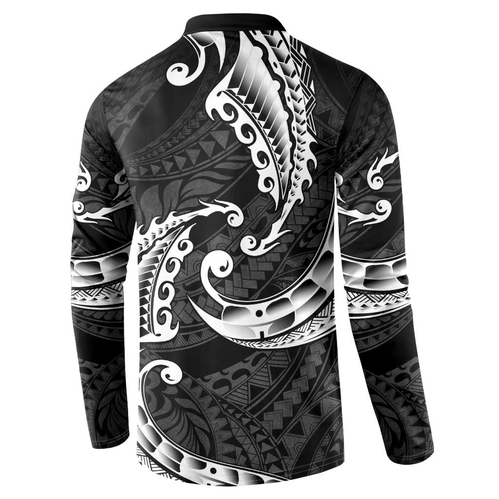 AAPI Heritage Month Button Sweatshirt American Samoa Polynesian Tribal Wave LT05 - Polynesian Pride