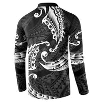 AAPI Heritage Month Button Sweatshirt American Samoa Polynesian Tribal Wave LT05 - Polynesian Pride