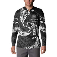 AAPI Heritage Month Button Sweatshirt American Samoa Polynesian Tribal Wave LT05 - Polynesian Pride