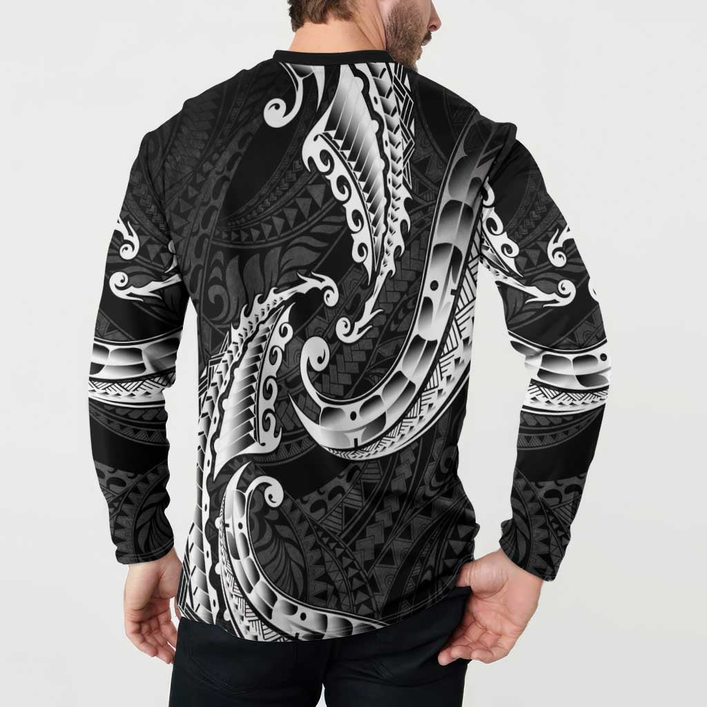 AAPI Heritage Month Button Sweatshirt American Samoa Polynesian Tribal Wave LT05 - Polynesian Pride