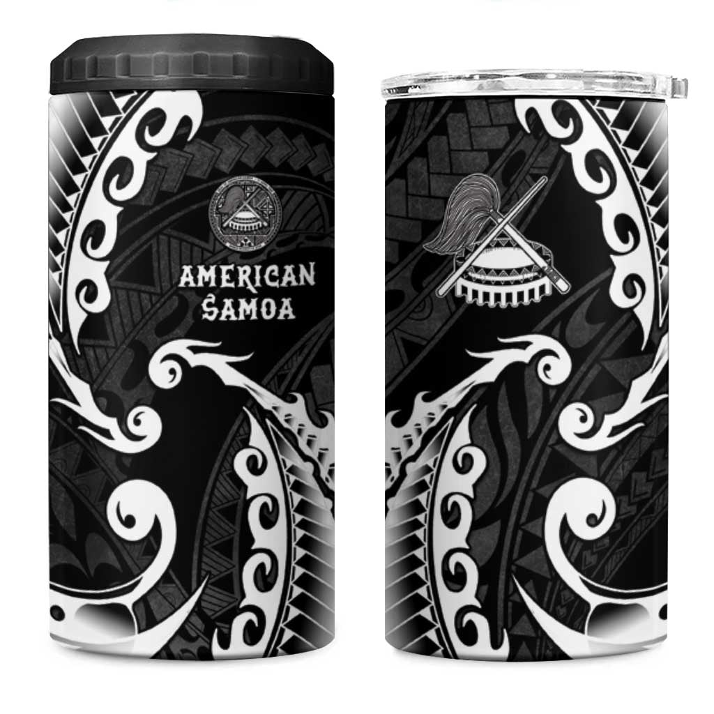 AAPI Heritage Month 4 in 1 Can Cooler Tumbler American Samoa Polynesian Tribal Wave LT05 One Size: 16 oz Black - Polynesian Pride