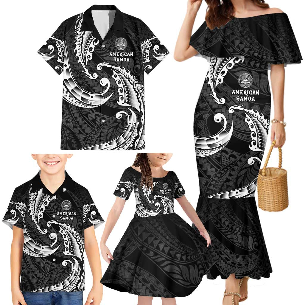 AAPI Heritage Month Family Matching Mermaid Dress and Hawaiian Shirt American Samoa Polynesian Tribal Wave