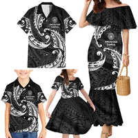 AAPI Heritage Month Family Matching Mermaid Dress and Hawaiian Shirt American Samoa Polynesian Tribal Wave