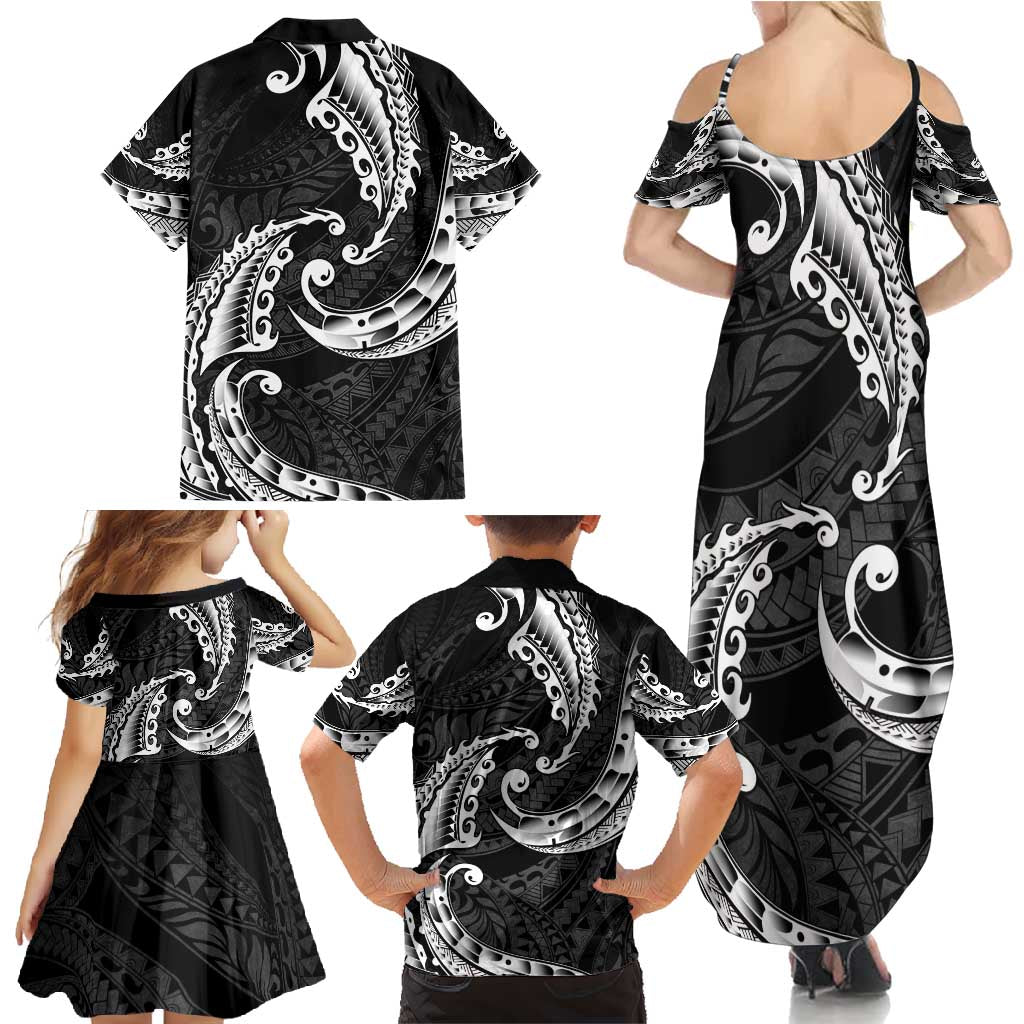 AAPI Heritage Month Family Matching Summer Maxi Dress and Hawaiian Shirt American Samoa Polynesian Tribal Wave