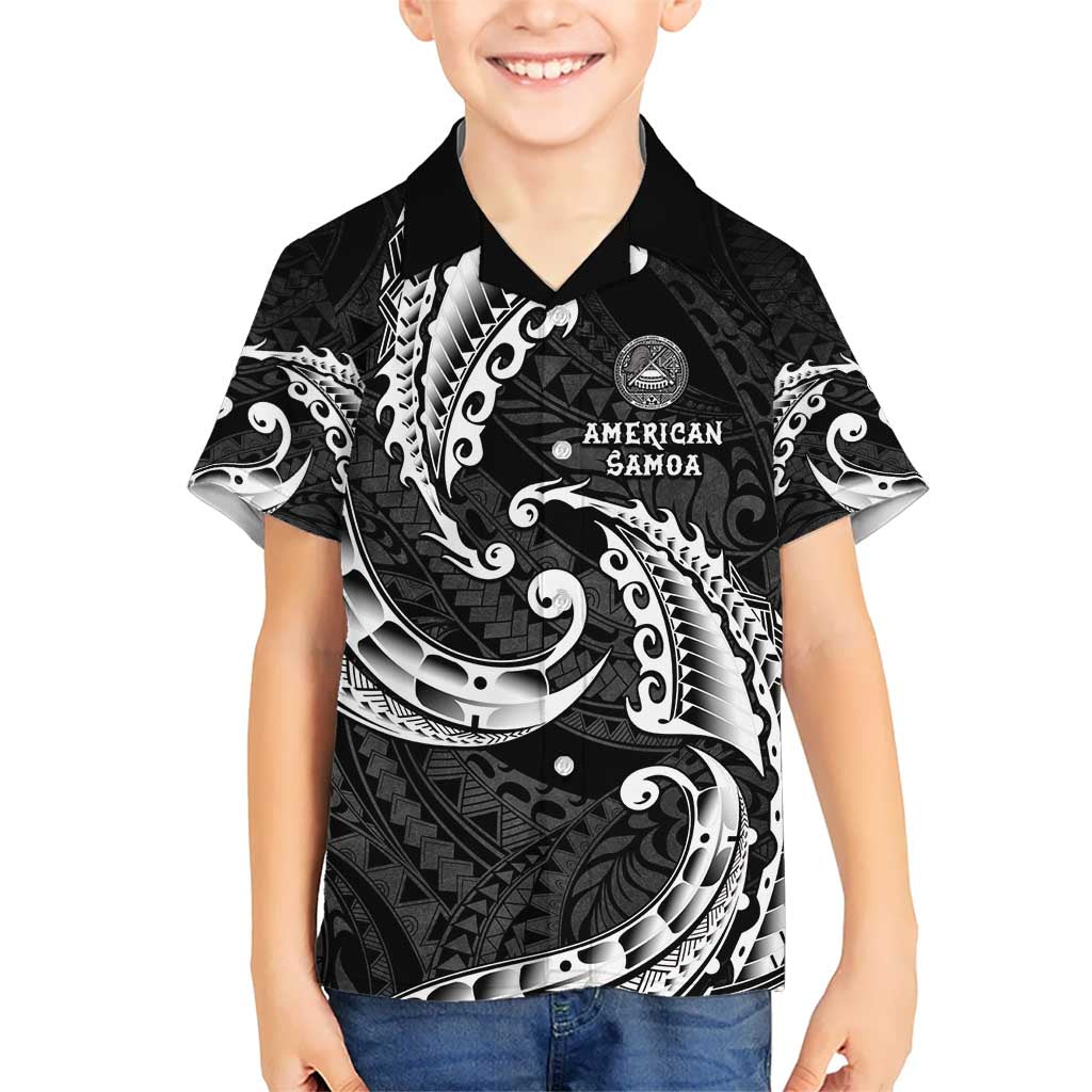 AAPI Heritage Month Kid Hawaiian Shirt American Samoa Polynesian Tribal Wave LT05 Kid Black - Polynesian Pride