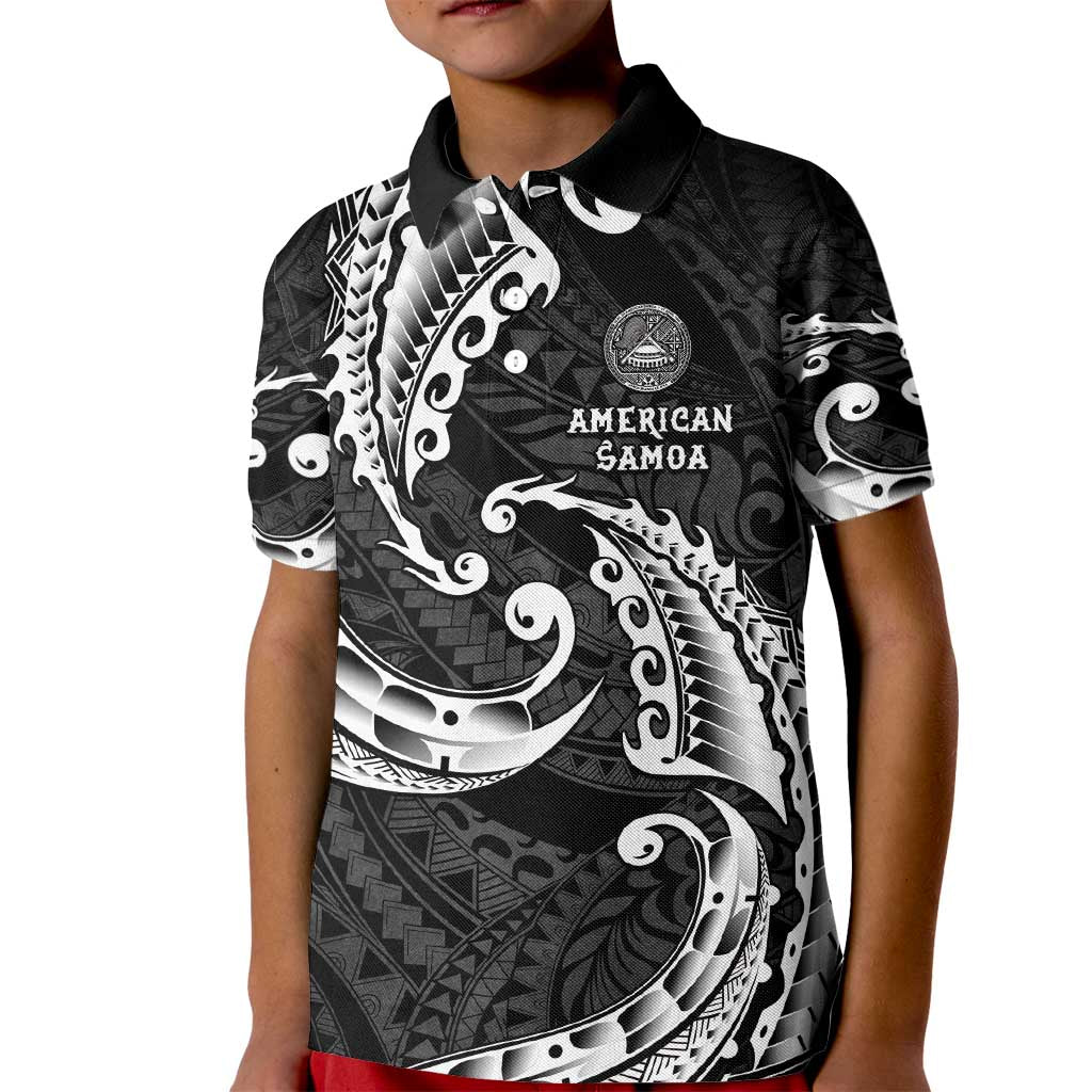 AAPI Heritage Month Kid Polo Shirt American Samoa Polynesian Tribal Wave LT05 Kid Black - Polynesian Pride