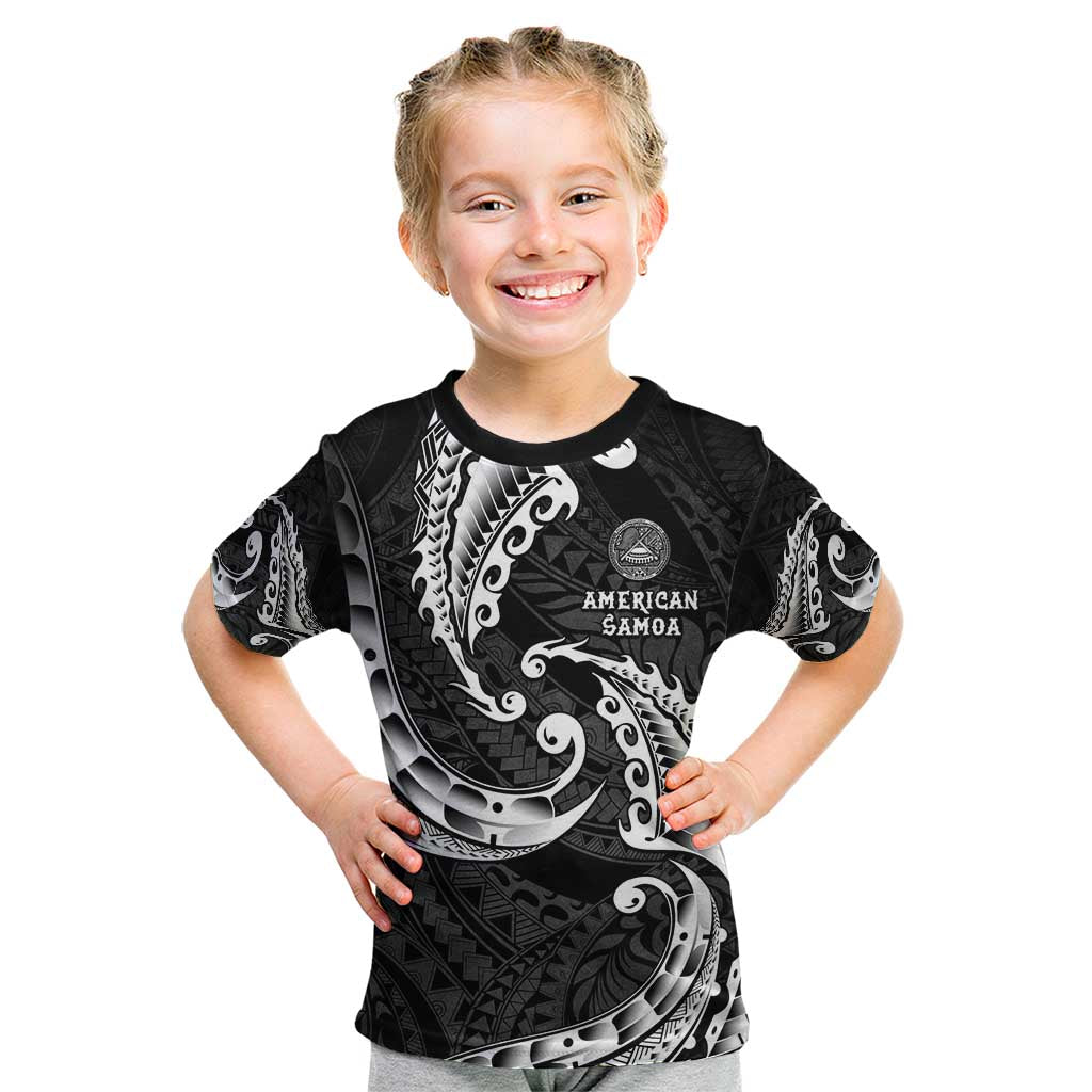AAPI Heritage Month Kid T Shirt American Samoa Polynesian Tribal Wave LT05 Black - Polynesian Pride