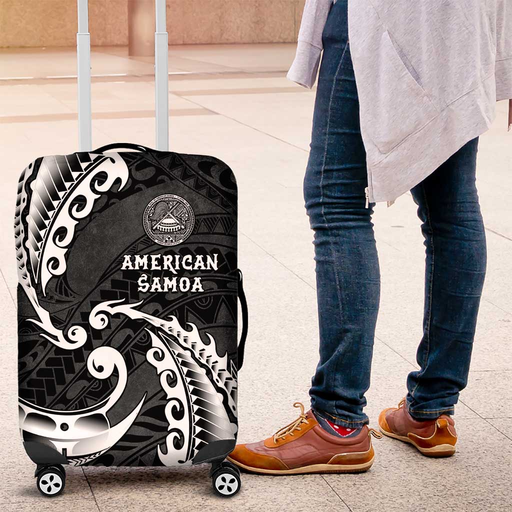 AAPI Heritage Month Luggage Cover American Samoa Polynesian Tribal Wave LT05 Black - Polynesian Pride