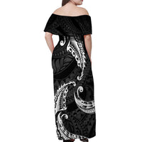 AAPI Heritage Month Off Shoulder Maxi Dress American Samoa Polynesian Tribal Wave