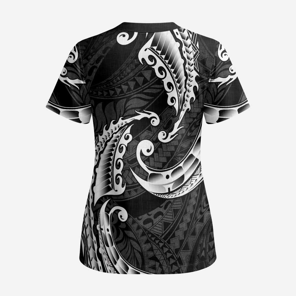 AAPI Heritage Month Scrub Top American Samoa Polynesian Tribal Wave - Polynesian Pride