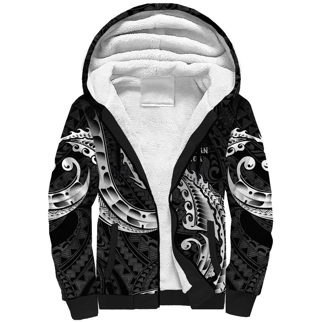 AAPI Heritage Month Sherpa Hoodie American Samoa Polynesian Tribal Wave LT05 Unisex Black - Polynesian Pride