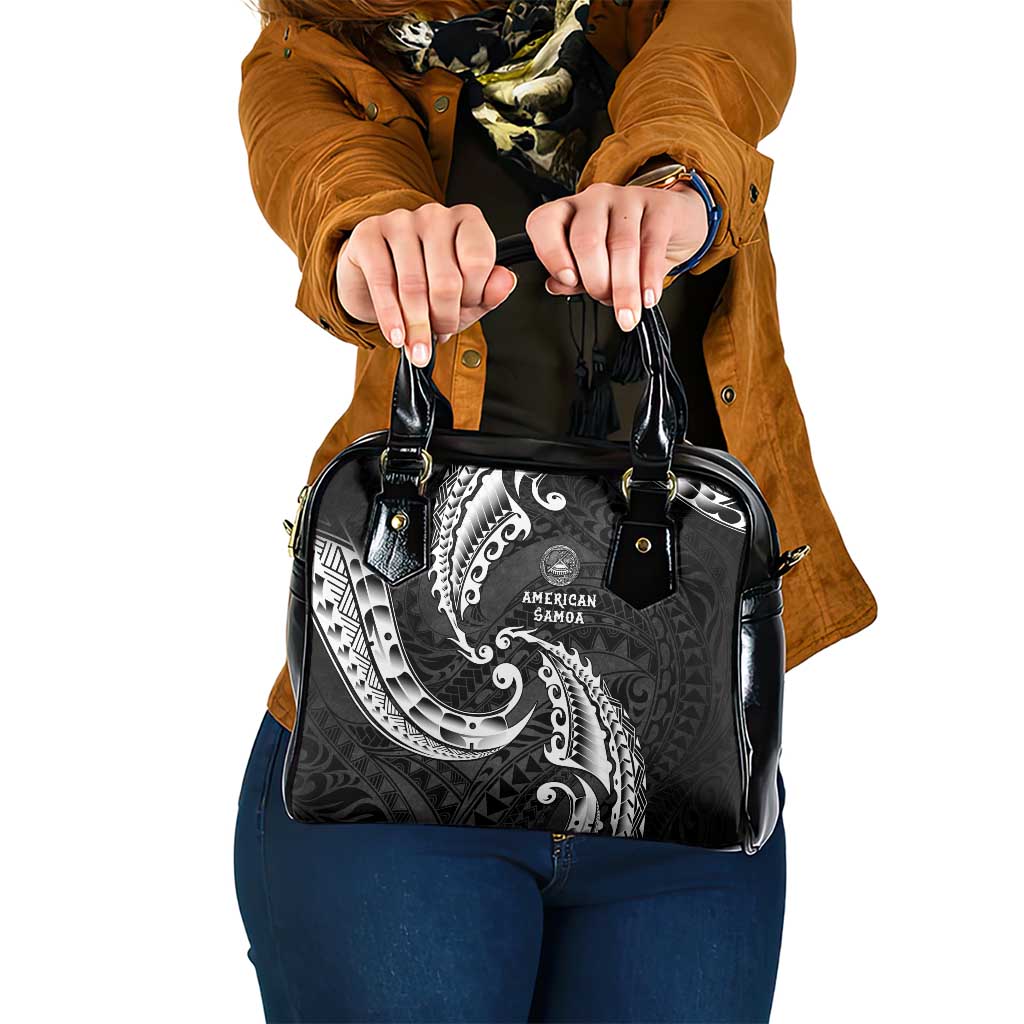AAPI Heritage Month Shoulder Handbag American Samoa Polynesian Tribal Wave LT05 One Size Black - Polynesian Pride